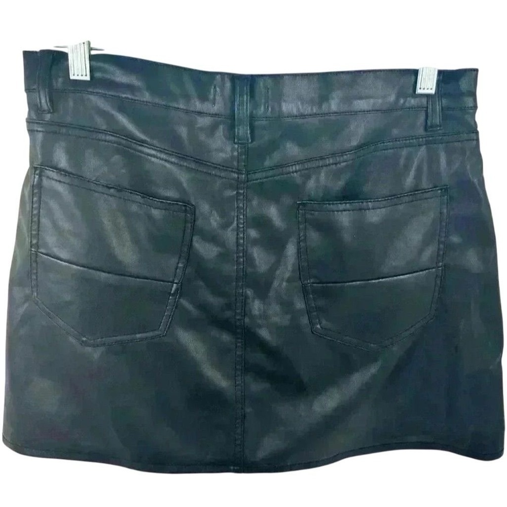 Dance & Marvel Women's‎ Distressed Black Denim faux leather Mini Skirt Size M - Picture 10 of 13